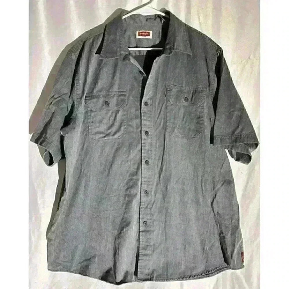 Wrangler Shirt Mens Size XL Grey Flex for Comfort Short Sleeve Button Up - Picture 1 of 7